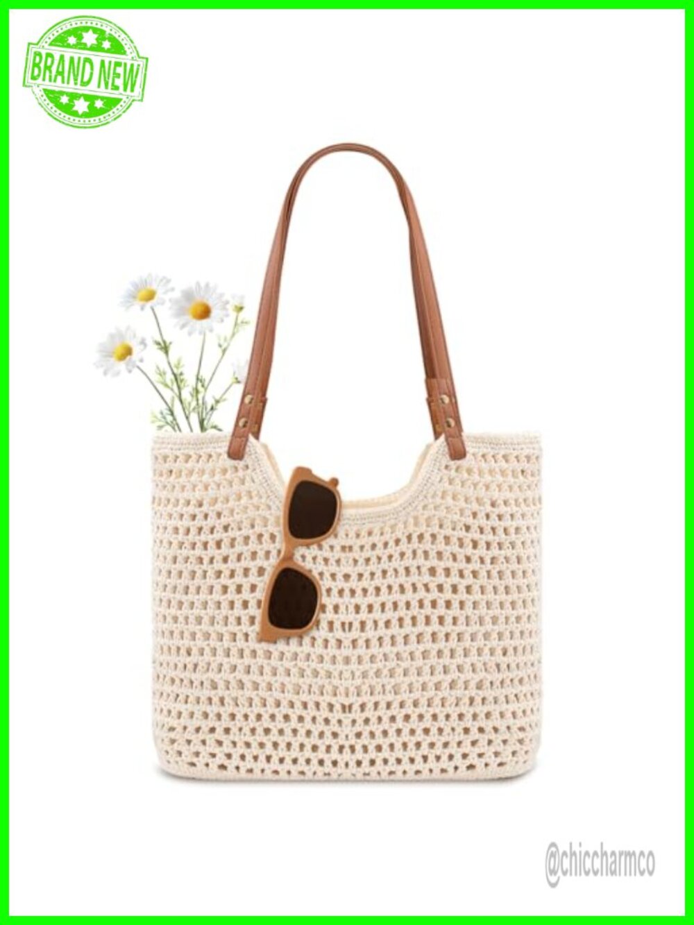Crochet Beach Bag Summer Boho Small Tote Shoulder Purse